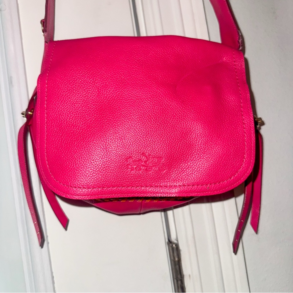 Pink Coach Leather Crossbody | COACH Dakotah Flap Crossbody 21 in Pop Lacing